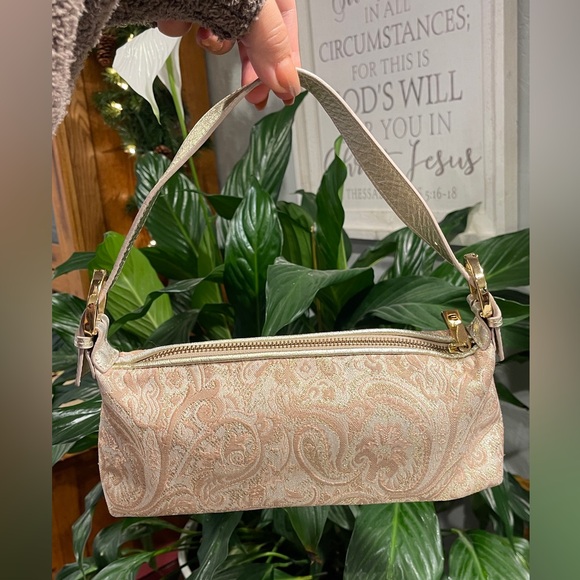 Express | Bags | Express Paisley Design Gold Glitter Fabric Handbag ...